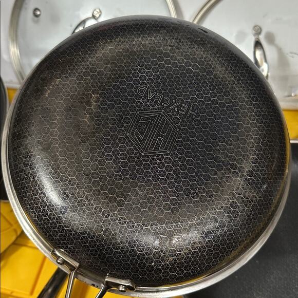 HEXCLAD 7 Piece Nonstick Stainless Steel Pot/Pan Set 8 10 12" Lids Wok $800 - Picture 9 of 11
